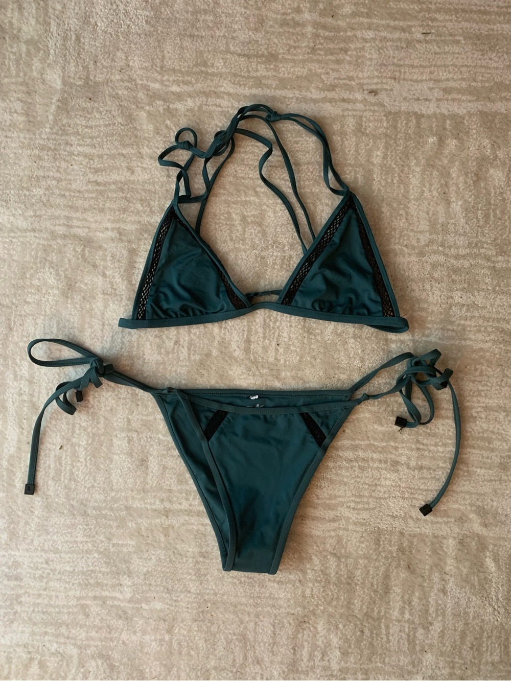 Tavik Tie-Side Triangle Bikini Set in Deep Teal